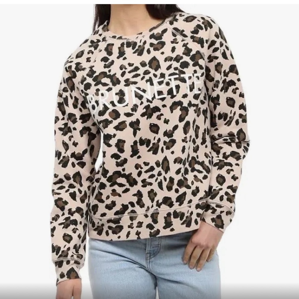 BRUNETTE the Label Size Small/Medium Middle Sister Crew Neck Sweatshirt Leopard
